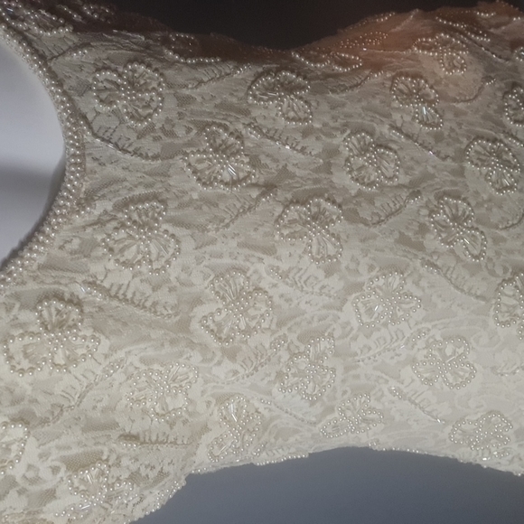 Vintage Pearl cream beaded top vintage size Large - Picture 9 of 10